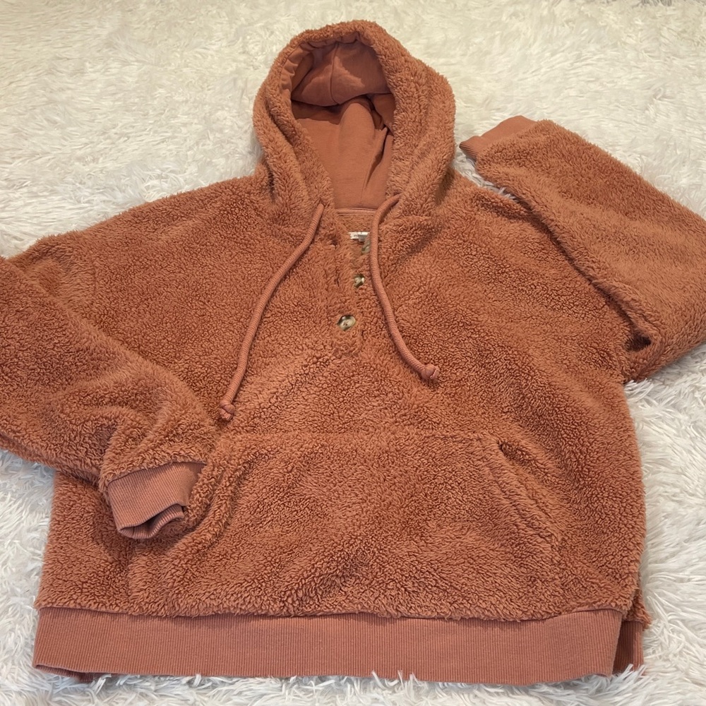 Maurices Sherpa Hoodie in Warm Rust WOMENS SIZE M